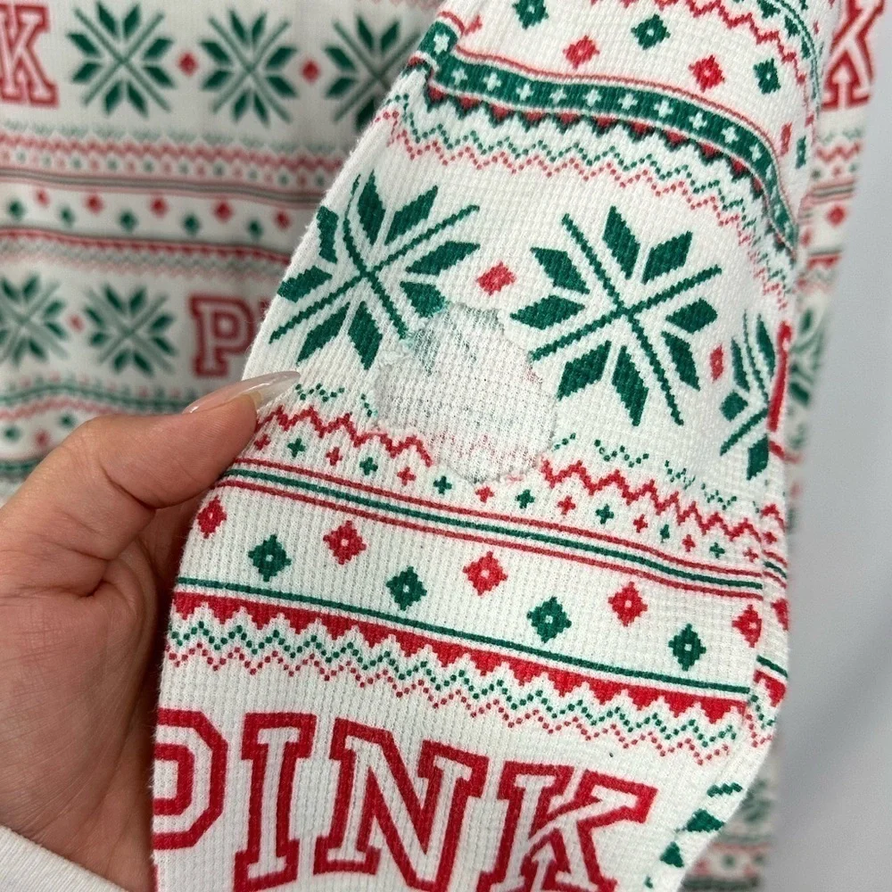 Pink Victoria's Secret Christmas onesie pajamas size L